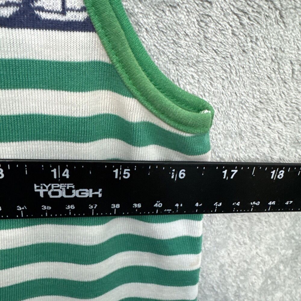 Jantzen Lg Tank womens blue green white stripe sleeveless made in USA - Picture 5 of 7